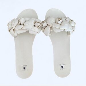Shade & Shore Cream Ruffle Sandals